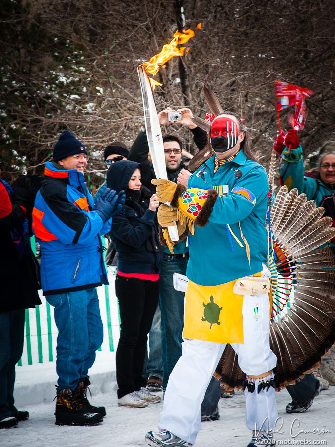 First Nations representative brings the Olympic baton into Ottawa