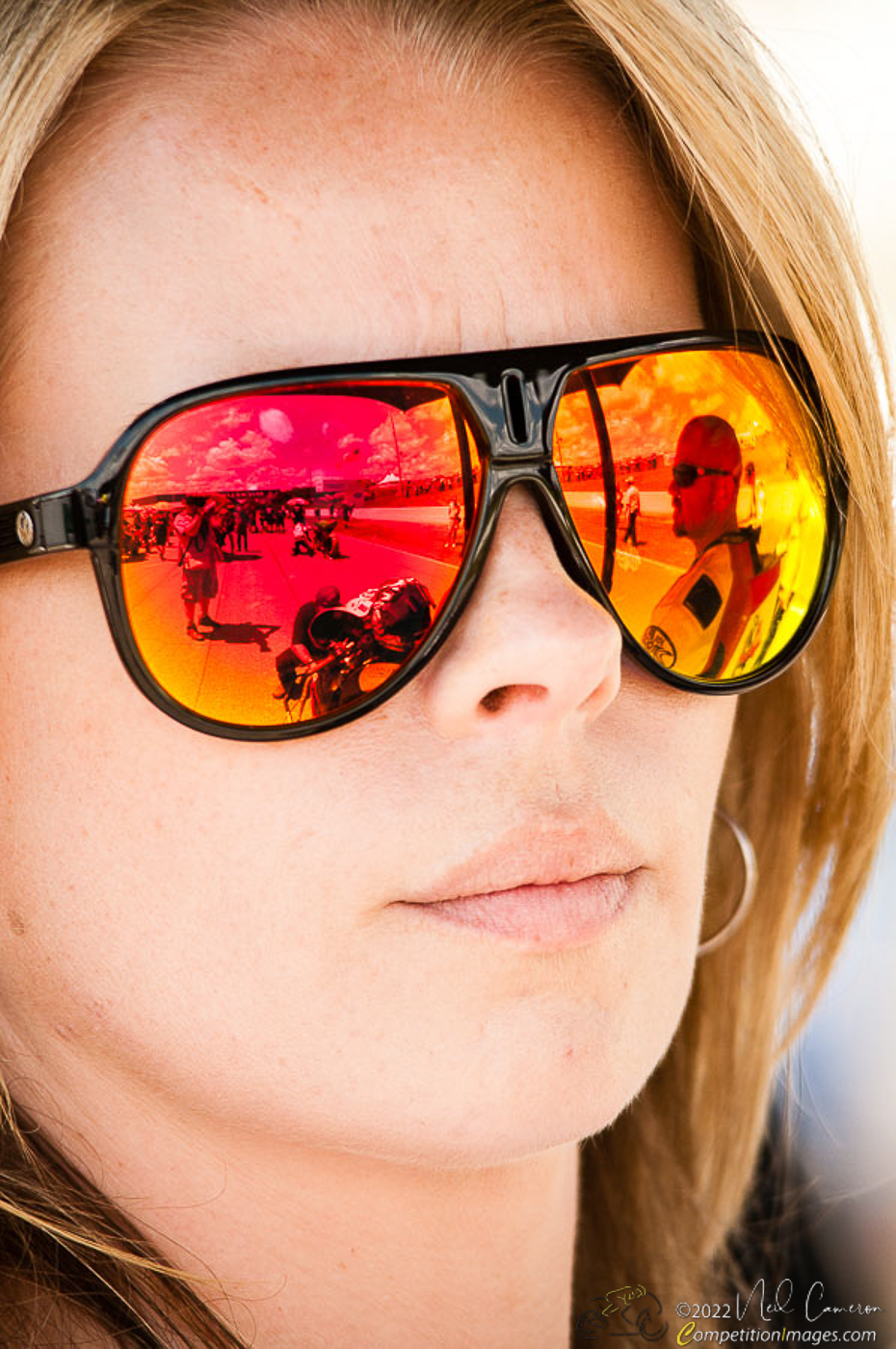 Reflection, On the grid of a motorcycle race, Ontario, Canada